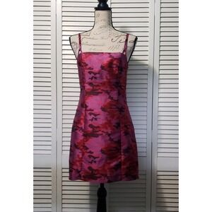 Revolve H:ours‎ Zeze Pink Camo Mini Dress Women's Small Spaghetti Strap Back Zip